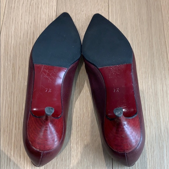 Sigerson Morrison Kitten Heel Burgundy Shoes - 7.5 - Picture 7 of 7
